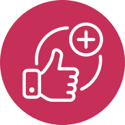 virtuous circle with thumbs up and plus sign