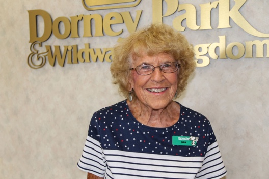 Elderly women smiling at Dorney Park