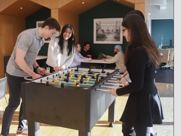 iRobot candidates playing foosball