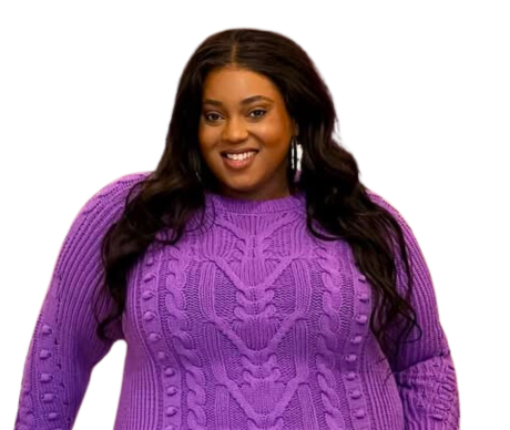 Woman in a purple sweater.