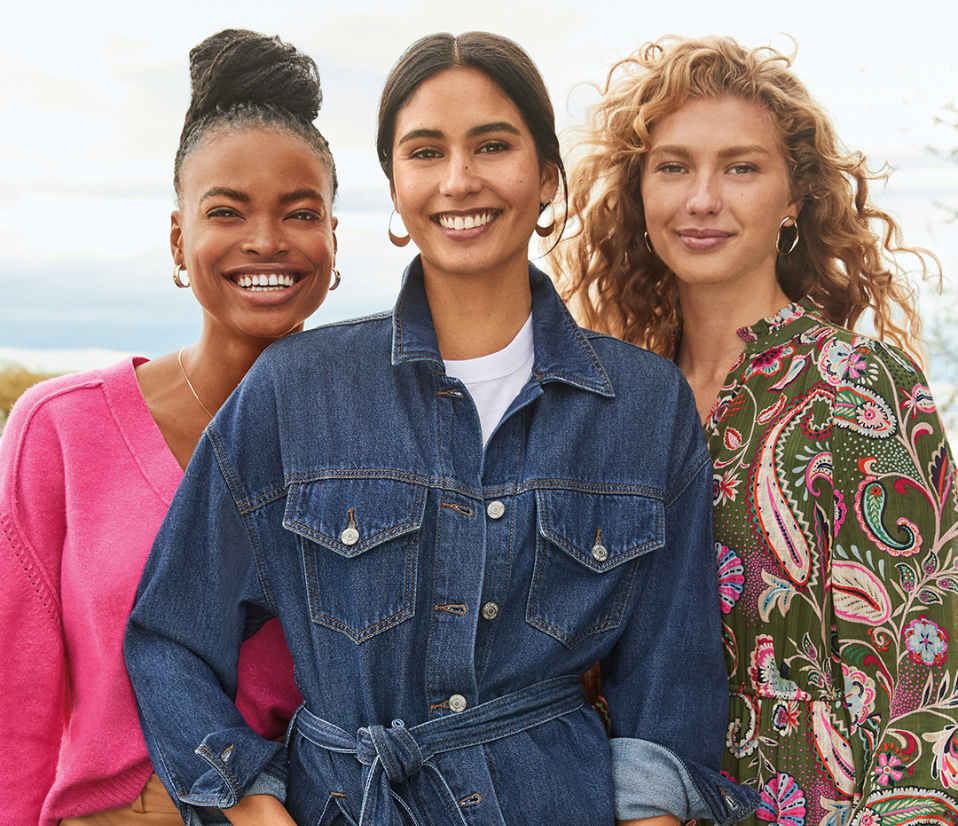 Three models wearing LOFT apparel.