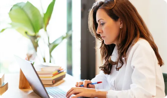 Woman having a video chat on her laptop