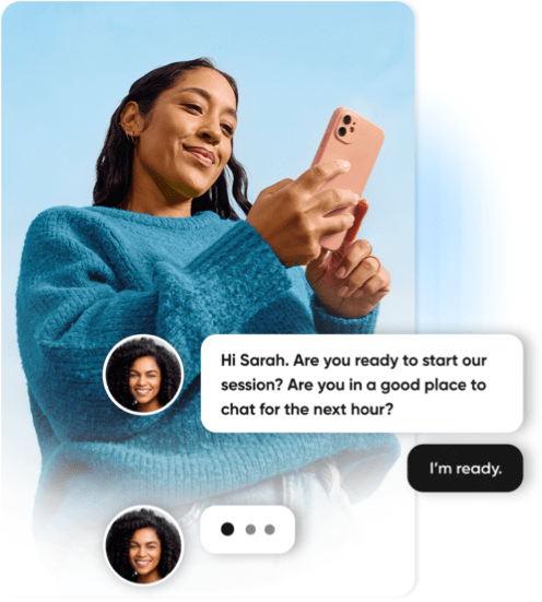 Woman has a conversation via messaging using her cellular device