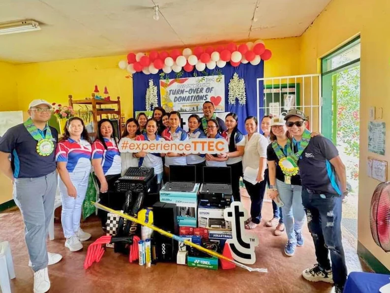 TTEC Foundation Philippines turning over donated school equipment and technology to a local public school.