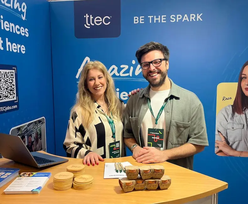 TTEC Athens team members during a job fair in Athens, Greece