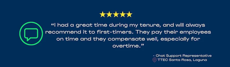 TTEC Philippines 5-star review from indeed
