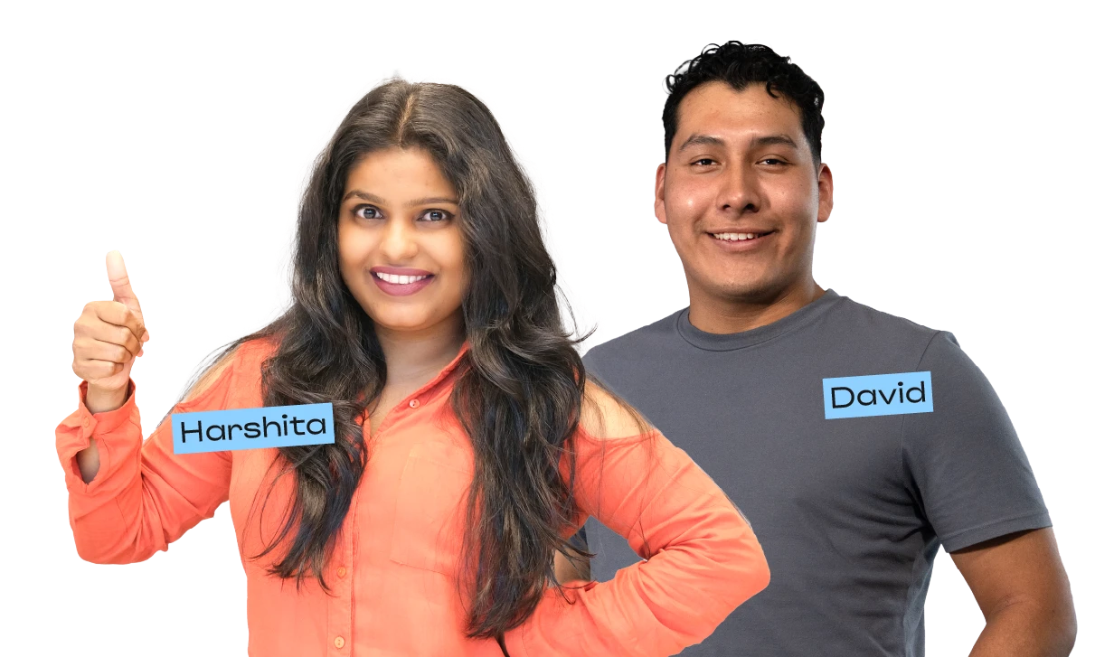 TTEC employees, Clara and Ja'Near, smiling at the camera