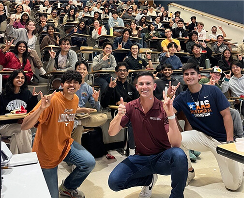 Classroom with horns up