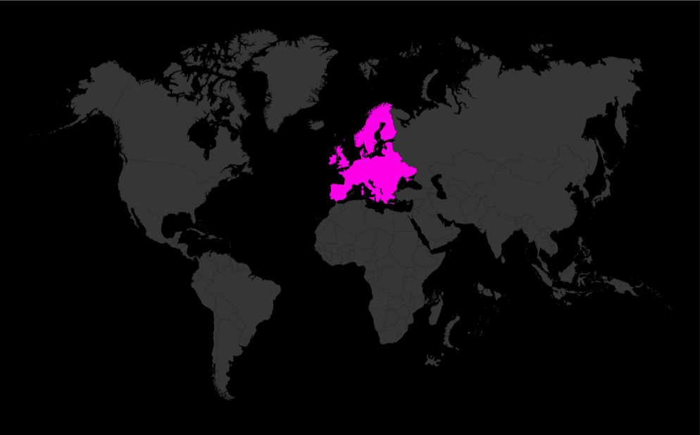 map of the world with Europe and the UK highlighted