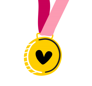 Award icon with pink ribbon