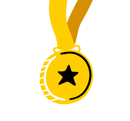 Award icon with yellow ribbon