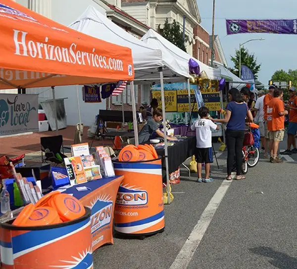 Horizon Services canopy at a street fair