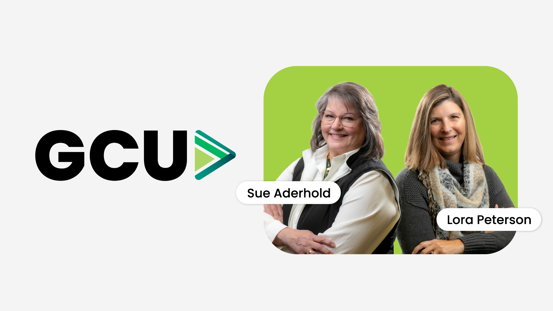 Two smiling women, directors of education and training at Great Clips, smiling next to the logo for Great Clips University