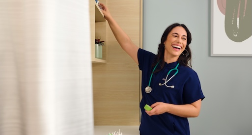 medical professional grabbing supplies