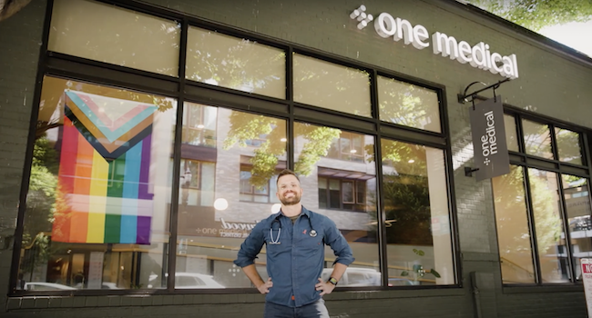 Medical professional in front of One Medical Office