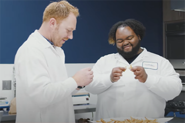 Interns checking fries