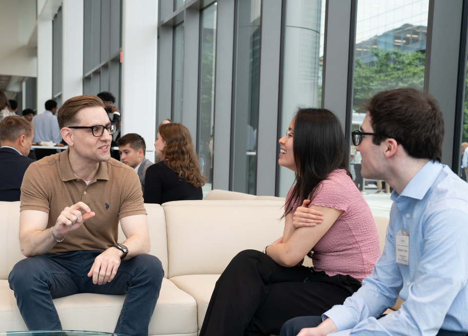 Spectrum interns networking with mentor