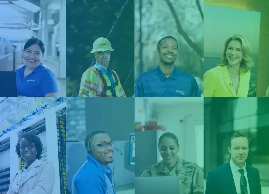 blue to green gradient graphic that features 8 individuals from a variety of backgrounds and perspectives