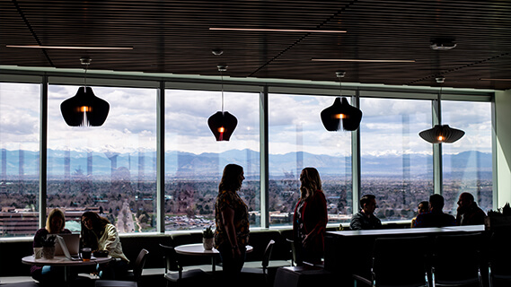 Image of interior of Spectrum Plaza showing Rocky Mountain views and a modern space for collaboration
Accessibility Center of Excellence