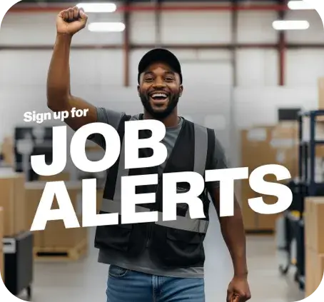 Ontrac warehouse worker fist pumping in the air