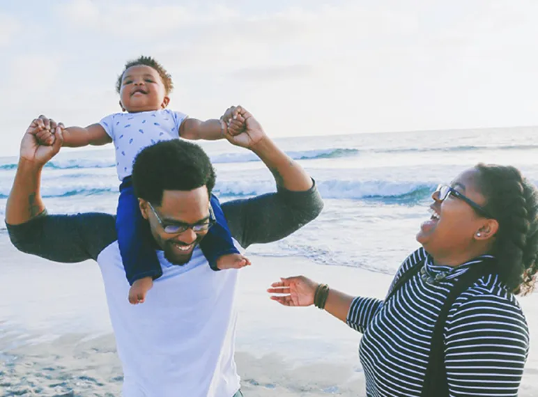 A family at the beach
