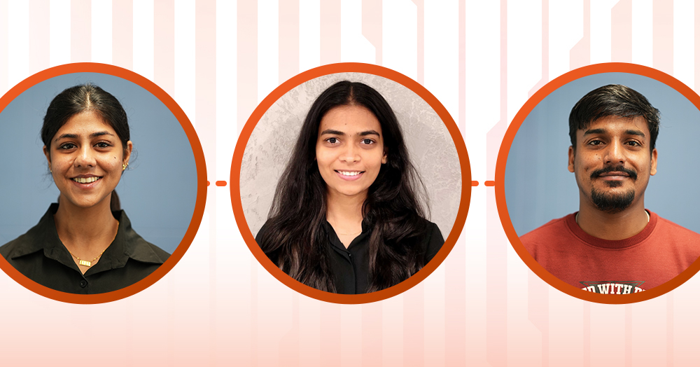 Three former interns who are now full-time employees.