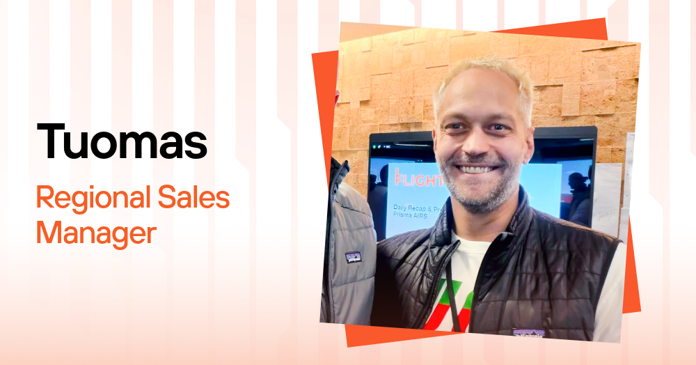 Palo Alto Networks Regional Sales Manager Tuomas celebrates the completion of the FLIGHT onboarding program at HQ.