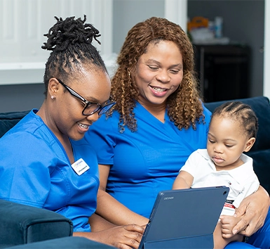 Teacher teaches a kid