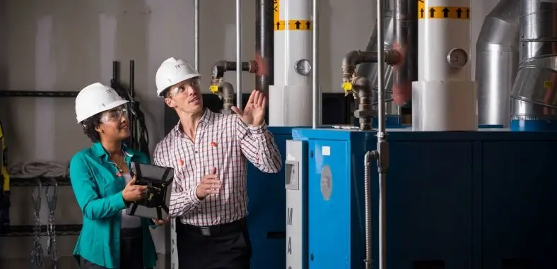 Employees discussing work related matters