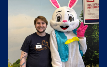 Petco General Manager, Joe with an easter bunny