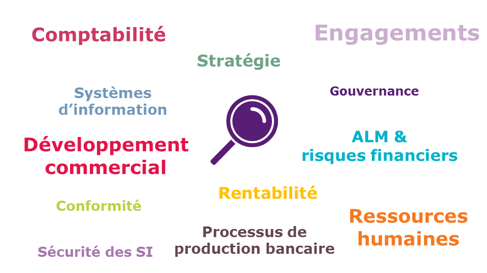 Nuage de mots clés, comptabilité, stratégie, engagements, SI, Gouvernance, risques...