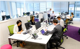 Photo de collègues à leurs postes de travail dans un bureau