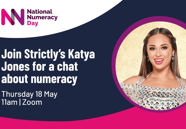 Katya Jones smiling for National Numeracy Day promo.