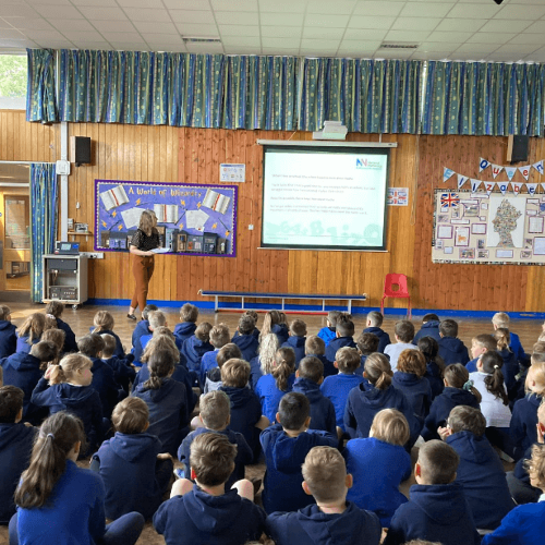 School assembly for National Numeracy Day event.