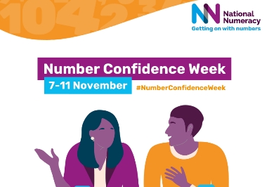 Number Confidence Week banner with two people chatting.