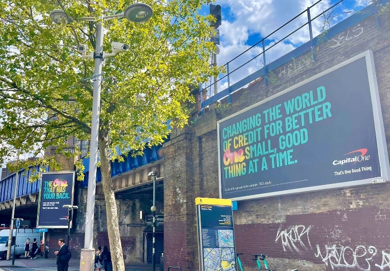 Capital One billboards with positive messages.