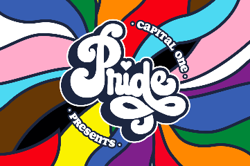 Capital One Pride logo with colorful background.