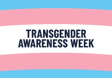 Transgender Awareness Week banner with pastel colors.
