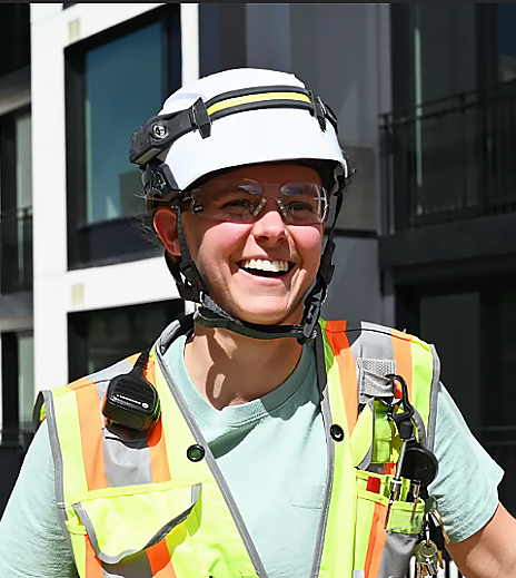 Smiling Girl at Construction Site