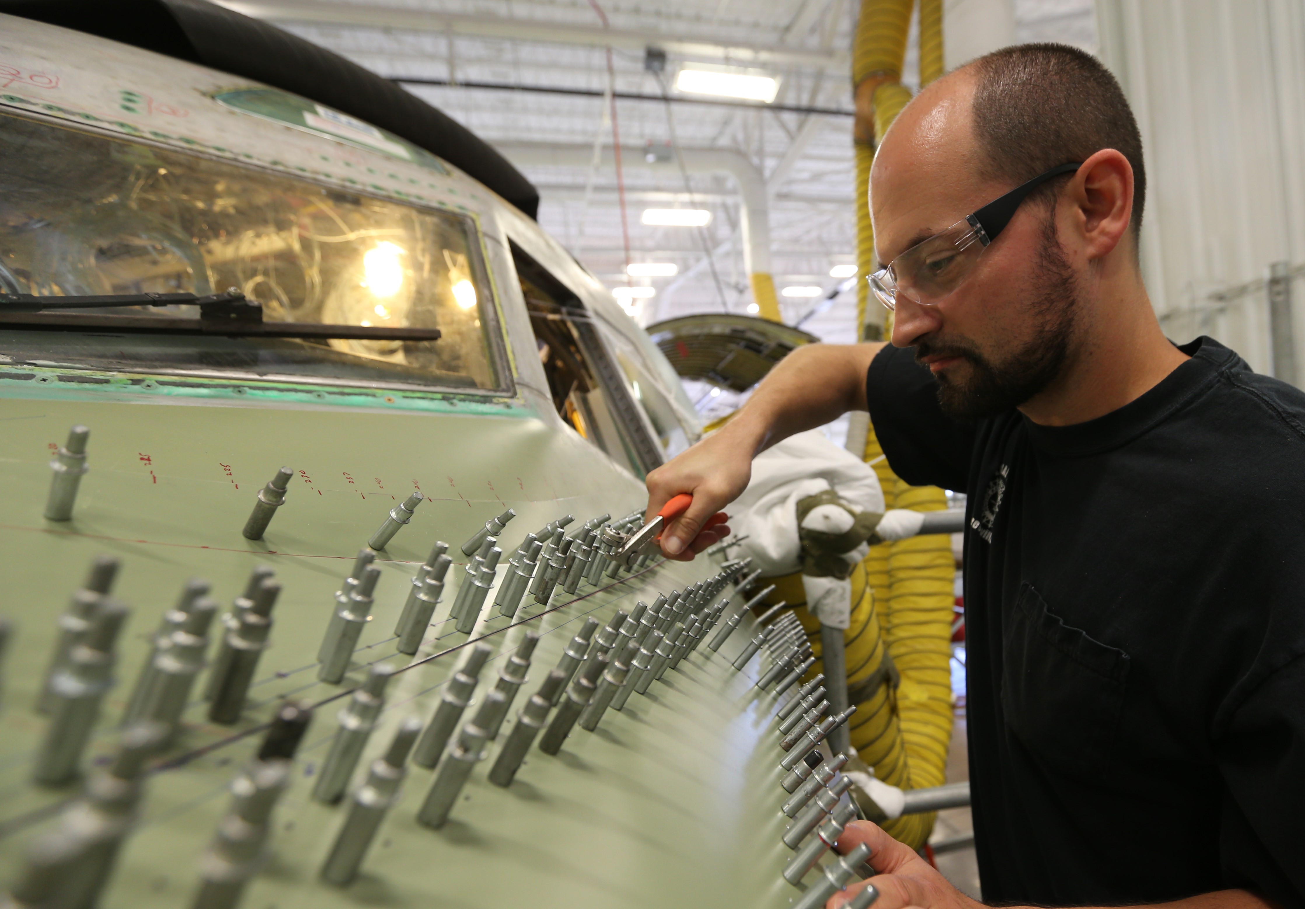 Employee working on a machine
