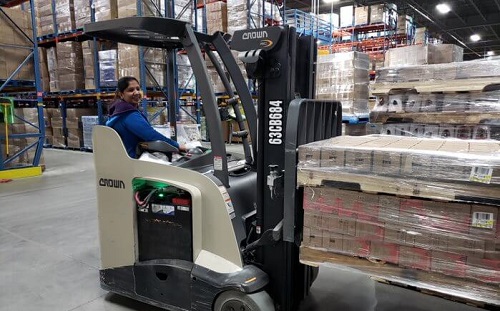 person on forklift driver