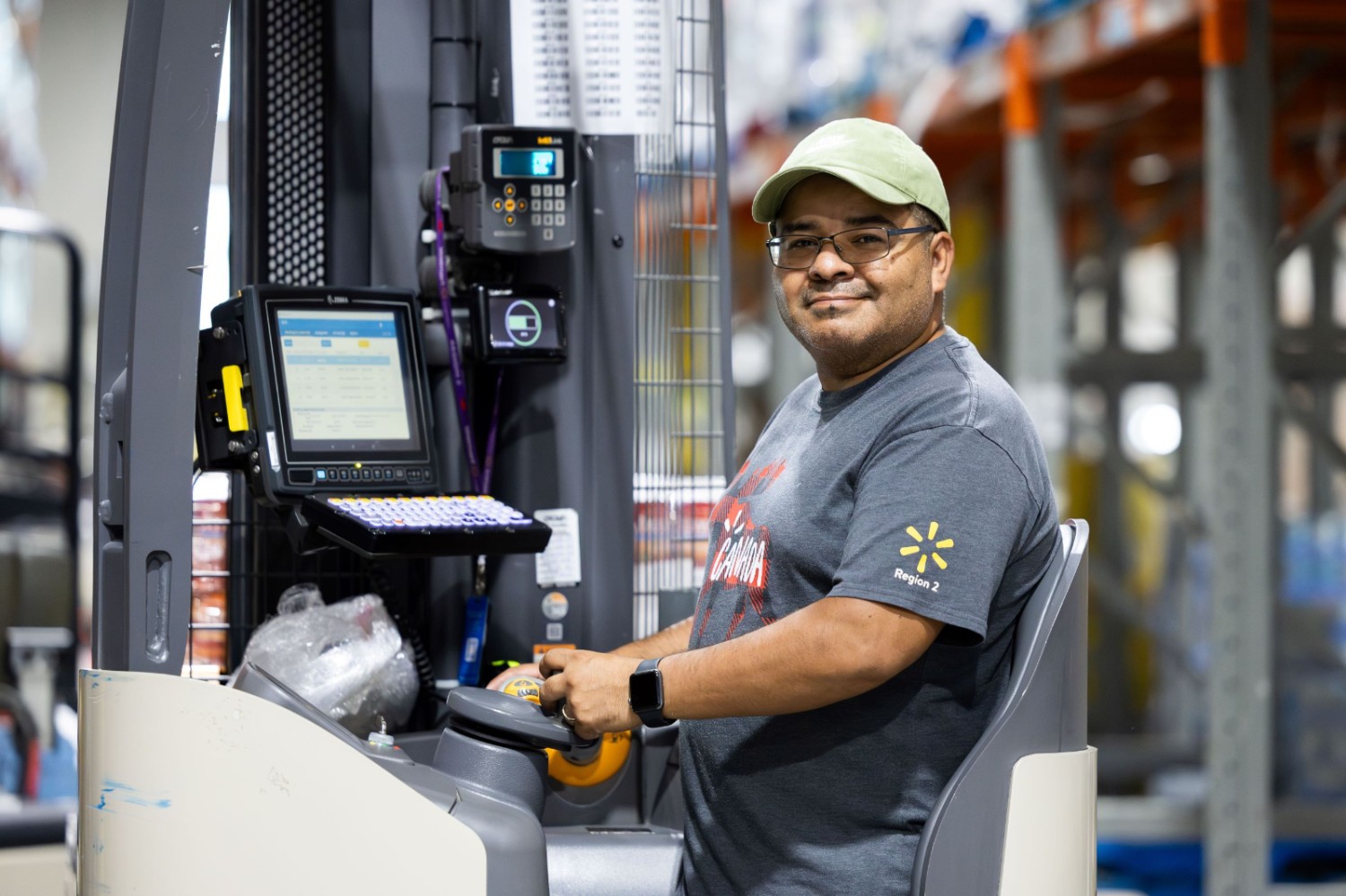 electric semi truck in a warehouse