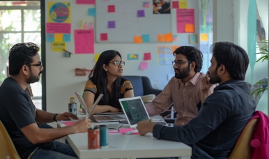Ford employees in India collaborating.