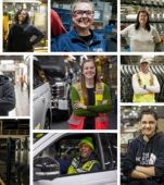 A collage of Ford manufacturing employees