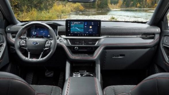 Interior view of the dashboard of a Ford vehicle