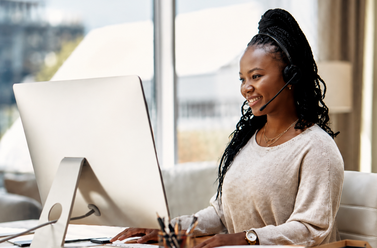 woman with headset