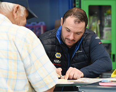 Man taking care of a customer