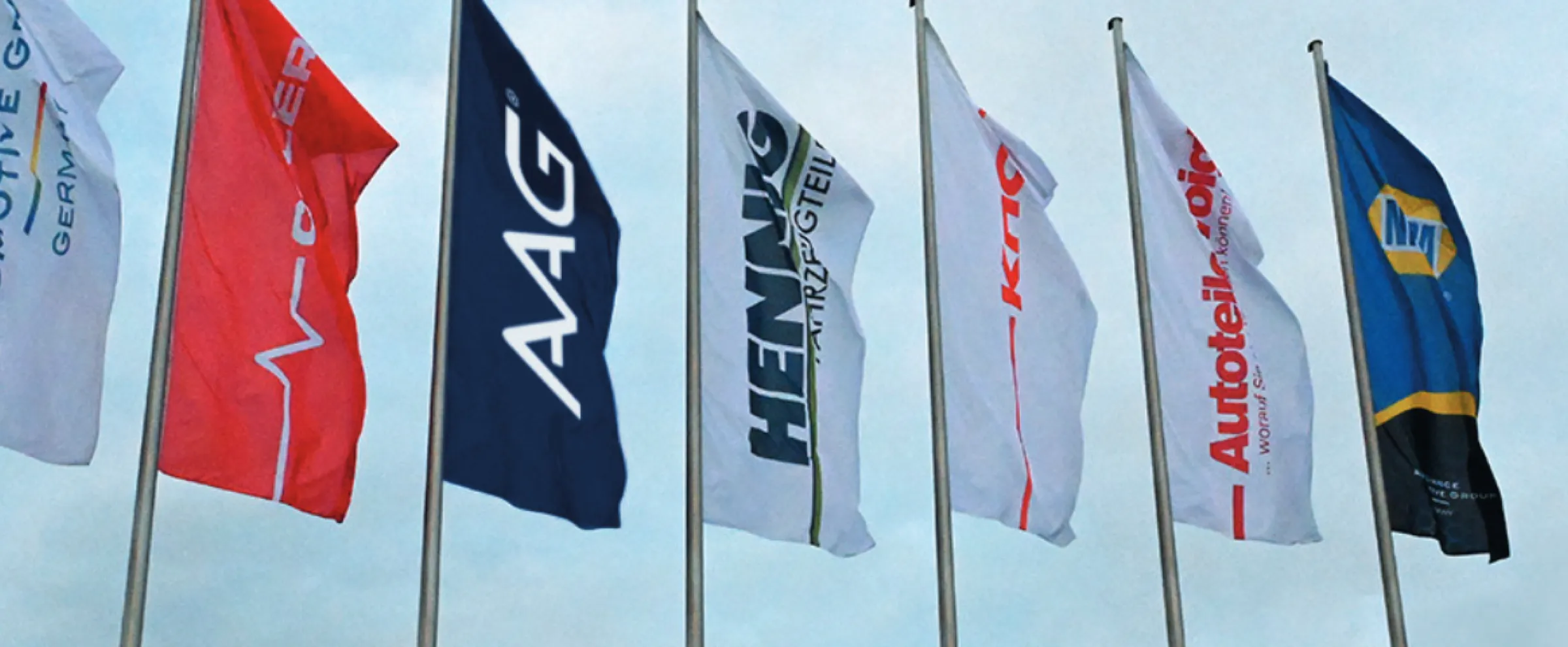 Flags with AAG brand logos