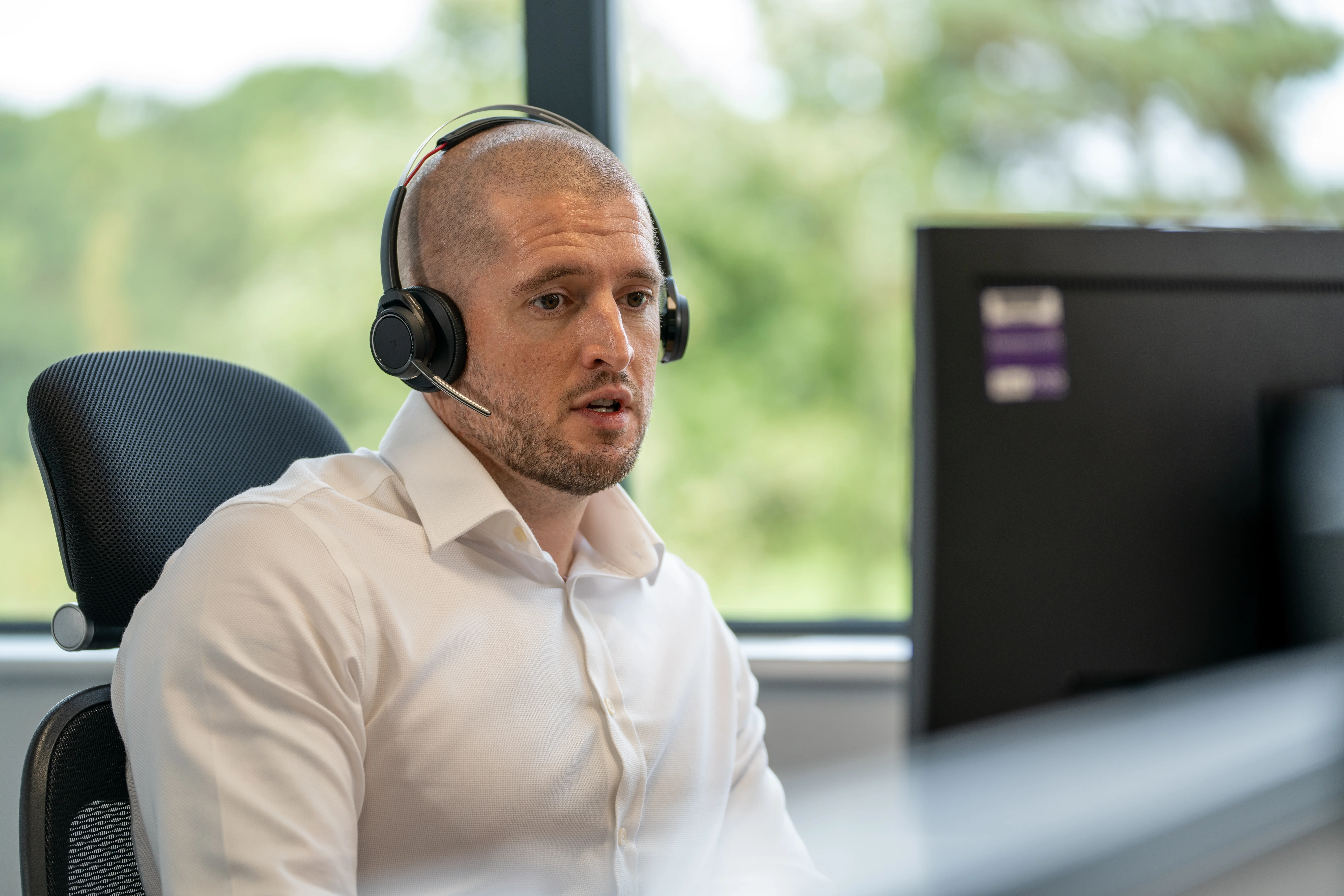 Corporate employee working on a computer