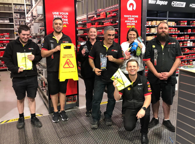 Two people with equipment